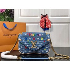 Louis Vuitton Monogram Denim New Wave Torba na łańcuchu Mm Blue m53692