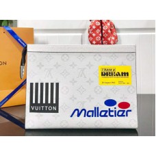 Pochette Voyage płócienna z monogramem Louis Vuitton, biała m61692