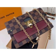Portfel Louis Vuitton Damier Canvas Ebene Vavin z łańcuszkiem Bordeaux n60222