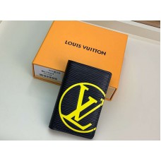 Louis Vuitton Epi Skórzany organizer kieszonkowy Czarny z żółtymi inicjałami m67904